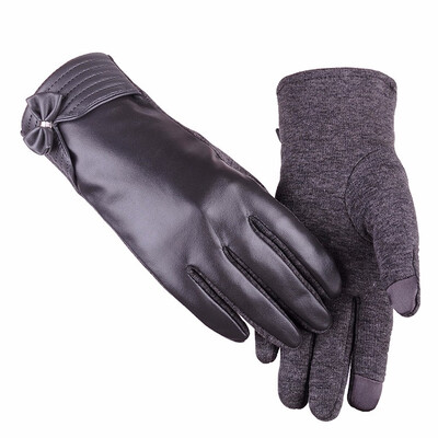 

Winter Womens Gloves Natural Fur Handmade Real Sheepskin Gloves Warm Play Cell Phone 2018 New Discount High Quality