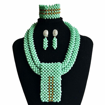 

Red&White Crystal Beads Necklace Set For Women Bib Style Nigerian Wedding Bridal Costume Jewelry Set Party Accessories