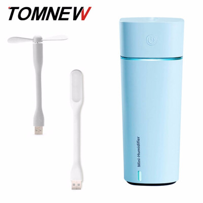 

TOMNEW 3 in 1 Mini Cool Mist Humidifier 240ML Ultrasonic Two-Modes Air Diffuser with USB Fan&LED Lamp for Home Office or Car