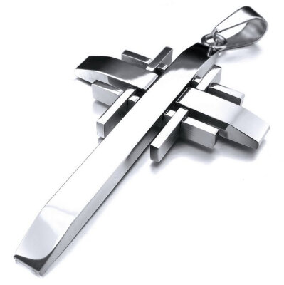 

Hpolw Mens Stainless Steel Pendant Necklace Silver Cross Vintage -with 23 inch Chain