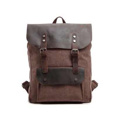 

Retro canvas shoulder bag women canvas backpack for men&women school bag with genuine leather famous brand travel backpack