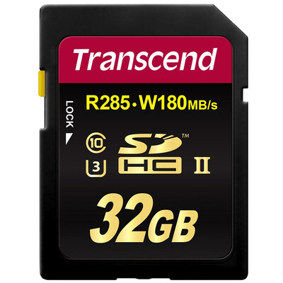 

Transcend 32 ГБ UHS-II U3 ​​SDHC Ультра-высокоскоростная карта памяти (чтение 285 Мбит / с, запись 180 Мбит / с) (частицы MLC)