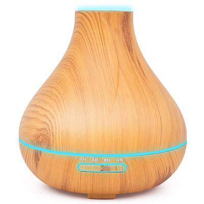 

TOMNEW 400ML Air Humidifier Essential Oil Diffuser wood grain Aromatherapy diffuser Aroma purifier Mist Maker led light for Home