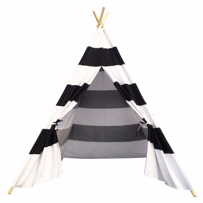 

Horizontal Black&White Stripes Indoor Children Hide&Seek Wigwam Tent