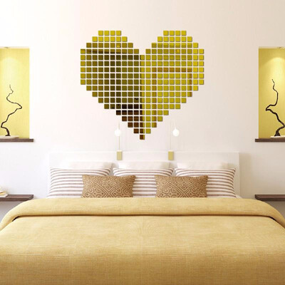 

100PCS Hot Sale Modern Design Adhesive 3D DIY Wall Mirror For Room Bedroom Kitchen Bathroom Stick Decal Home Party Decoration
