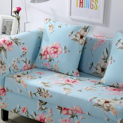 

Universal Dark Blue Flowers Elastic CouchCorner Sofa Slipcovers For Living Room Stretch All-inclusive Sofa Covers