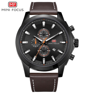 

MINI FOCUS Fashion Sport Leather Strap Men Quartz Watch MF0082G