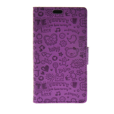 

MOONCASE Cute Little Witch Leather Side Flip Wallet Card Holder Stand Pouch ЧЕХОЛ ДЛЯ Sony Xperia E4 Purple