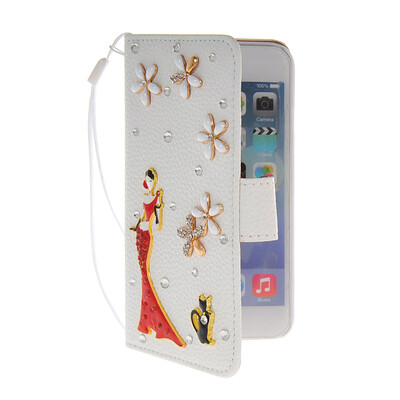 

MOONCASE Luxury Crystal Rhinestone Leather Side Flip Stand Shell Back ЧЕХОЛ ДЛЯ Apple iPhone 6 ( 4.7 inch )