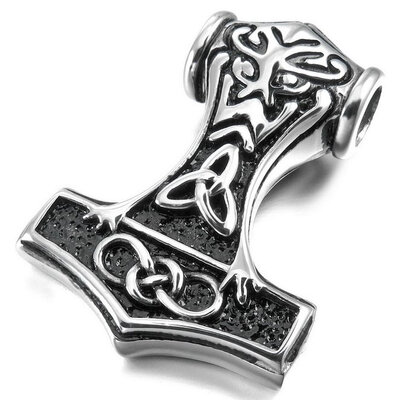 

hpolw мужчин из нержавеющей стали, кулон ожерелье серебро Thors молот кельтский узел ирландского амулет - с 23 - дюймовые цепи