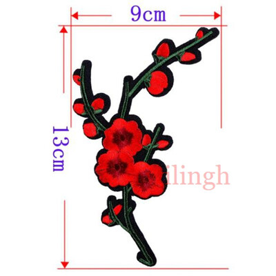

1 Piece Plum Blossom Flower Patches Iron on 3D Embroidered Patch Red Rose Applique Sew On DIY Repair Accessories Clothes Patches