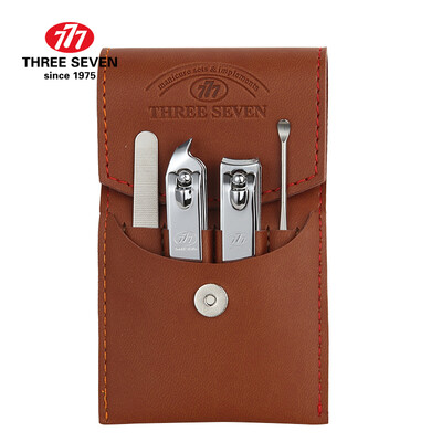

777 THREE SEVEN nail clipper set nail clipper pliers manicure care tool set decoration capacity combination fashion set of 4 sets NTS-8002 business brown import