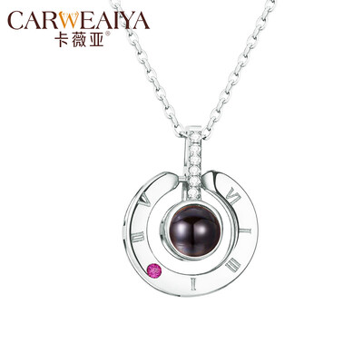 

CARWEAIYA Cavia S925 silver necklace pendant female vibrato with the same paragraph net red 100 language I love you