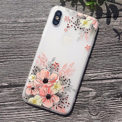 

3D Relief Flower Case For iPhone 6 8 7 Plus X Cases Soft Silicon Cover