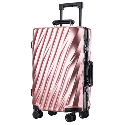 

202428 inch Aluminum Frame Rolling Luggage Bag Full Metal Travel Suitcase Luxury Brand Business Brushed Metal PC Trolley Bags