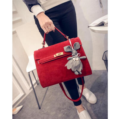 

Women's Faux Suede Flap Bag With A Rabbit Bear shoulder bag handbag fashion lady bag high quality messenger bag tote bag