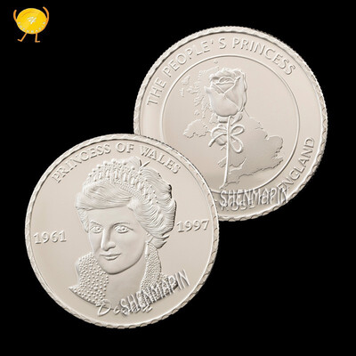 

Princess of Wales Diana commemorative coin silver rose souvenir love gift collection
