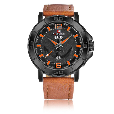 

NAVIFORCE Cool Luminous Quartz Men Watch 3ATM Water-Proof Man Casual Wristwatch Genuine Leather Band Calendar & Week Masculino Rel