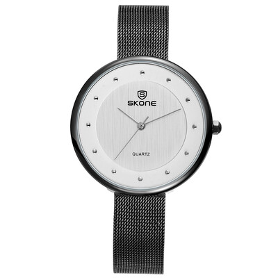 

SKONE 3ATM Water-resistant Wristwatch Fashion Casual Womens Watches Luxury Steel Mesh Band Ultra Thin Ladies Quartz Watch Relogio