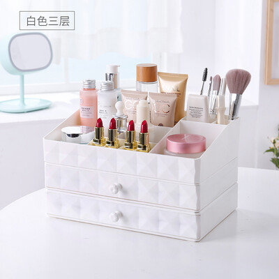 

Visitor FK Korean cosmetics storage box drawer makeup box dressing table desktop storage box home jewelry storage box C section 3 layer white