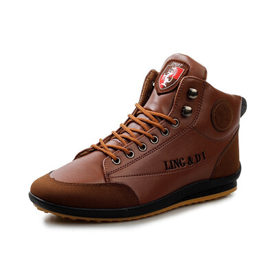 

New 2018 men leather Boots Fashion autumn winter Warm Cotton Brand ankle boots lace up men Shoes footwear