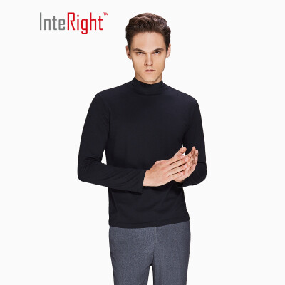 

INTERIGHT Mens Soft Bamboo Cotton Half Turtleneck Joker Long Sleeve T-Shirt Black XXL