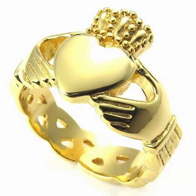 

Hpolw Mens Womens Stainless Steel Ring Claddagh Heart Crown Wedding Band Silver