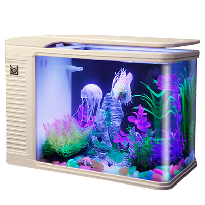 

Fish treasure fish tank aquarium clamshell open high-definition glass creative ecological LED lamp gold fish tank CK390 white