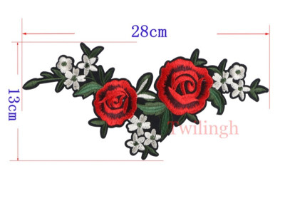 

1 Piece Big Flower Patches Iron on 3D Embroidered Sequined Patch Red Rose Applique Sew On DIY Patch Accessories Clothes Patches