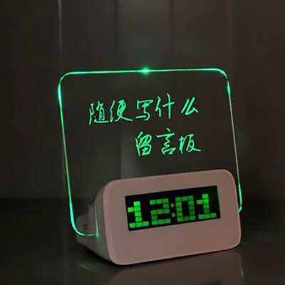 

DIY message board clock LED multi-function alarm clock to send his girlfriend to send children birthday gift graduation gift A green