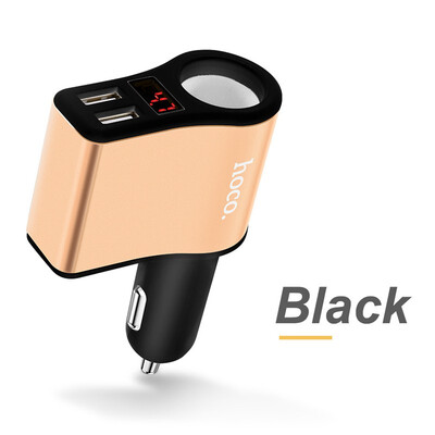 

HOCO Z10 Car Charger Digital Display Dual USB Charging Lighter Slot for iPhone iPad Samsung Xiaomi Phone Adapter Car-charger