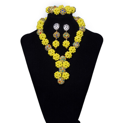 

Handmade Dubai Golden And Orange Jewelry Set African Bridal Costume Necklace Nigerian Wedding Jewellery Set For Women