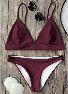 

2018 Solid Brazilian Push Up Padded Bikini Set