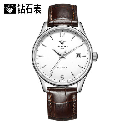 

Diamond Watch Xingyue Series Automatic Mechanical Watch Mens Watch Waterproof Mens Watch Steel Calendar White Shell Brown Belt Simple Casual Watch Watch 3130