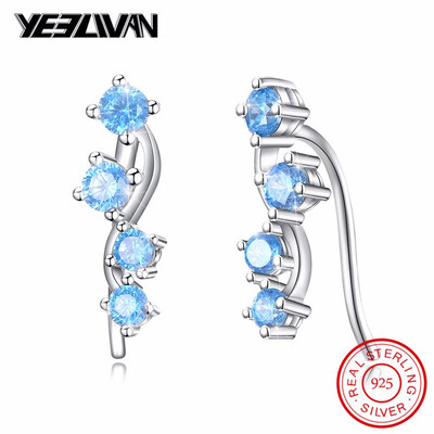 

Fashion Blue Color Crystal Stone Star Clip Earrings for Women 925 Sterling Silver&Austria Zircon Model Jewelry Ladies Gifts