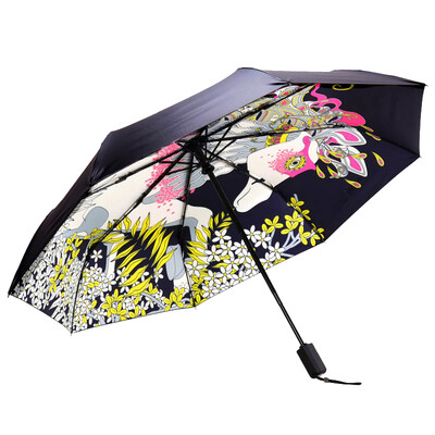 

Paradise umbrella self-opening all blackout vinyl transfer horse to success tri-fold small black umbrella umbrella umbrella sun navy blue 30493E