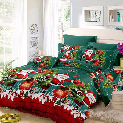 

Christmas Santa Bedding Set Polyester 3D Printed Duvet Cover 2pcs Pillowcases Bed Sheet Set Christmas Bedroom Decorations--Kin