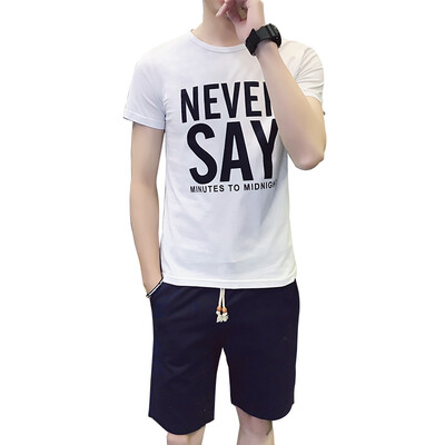 

Damaizhang Brand Designer Men Summer Short Sleeve Shirt With Short Pants Letter Printed Fashion T-shirt Cotton Casual Tee