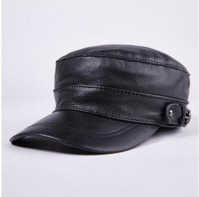 

100 Genuine Leather Baseball Cap New Mens Real Leather Cap Male Adult Solid Adjustable Army Hat Winter Warm Peaked Cap B-7204