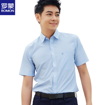 

ROMON Long Sleeve Shirt Men 2018 Spring Solid Color Soft Business Casual Urban Men 1DC73901 Pink Long Sleeve 42
