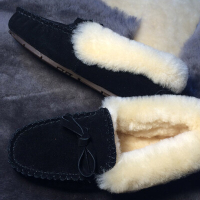 

Quality fur suede loafers shoes woman winter casual women shoes