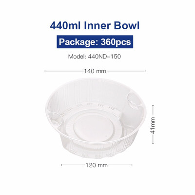 

OTOR 350440590ml Disposable Plastic Inner Bowl Liner Layered Round Tray Take-away Compartment Clear Bowl Liner 360pcs300pcs
