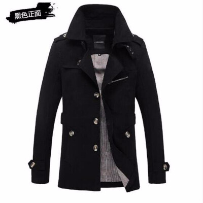 

2017 New Fashion men are upscale in winter slim Fit Casual trench coatmale pure color Pure cotton long jackets -5XL