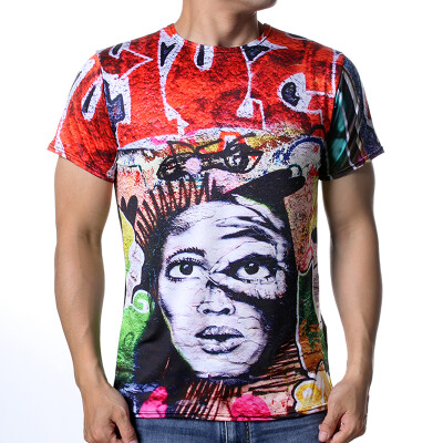 

Men&39s Fashion Summer Top Graffiti Printed Slim Fit Short Sleeve Shirt