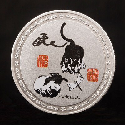 

1pcs lot New Chinese ink&water series zodiac coin feng shui silver coin auspicious animal coin family decoration collection