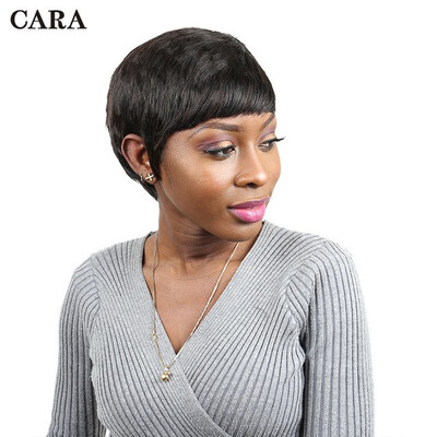 

130 Lace Front Wig 1B Color Brazilian Short Straight Human Hair Wig Dolago