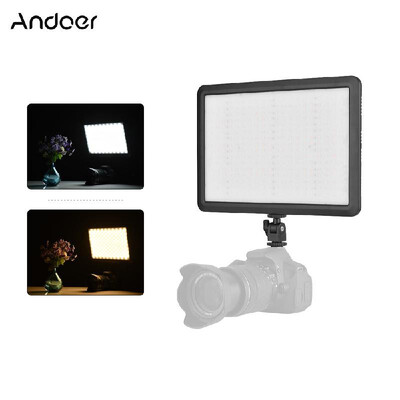 

Andoer Super Slim LED Light Panel On Camera Video Light Brightness Dimmable Bicolor Temperature 3200K5600K with Hot Shoe Mount f