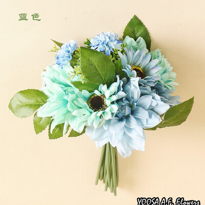 

YOOSA Artificial Silk Wedding Flowers Plants White Blue Fake Fabric Flowers for Fall Home Wedding Chiristmas birthday Decoration