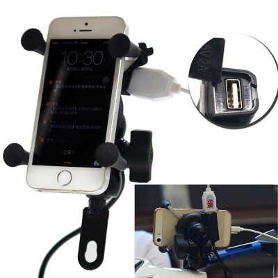 

Universal X Type Motorcycle Mount Holder Stand USB Charger For Cell Phone