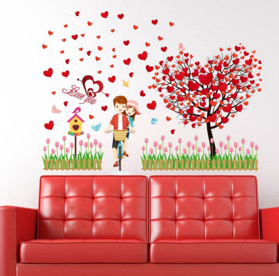 

Romantic Love Heart Tree Wall Stickers Decoration Wedding Bedroom Home Wall Decals